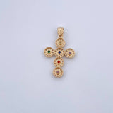 Dije Cruz Tupida 2.35gr / 3cm / Circones Colores Oro Amarillo 18K &