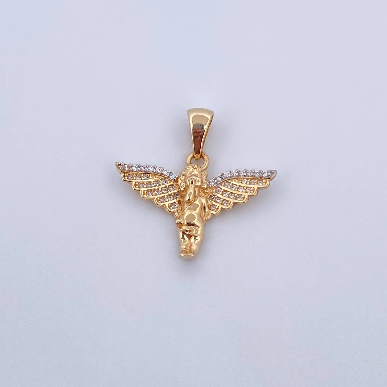 Pendant Angel 2.8gr / 2.5cm / White Zirconia Two-tone Yellow and White 18K Gold &
