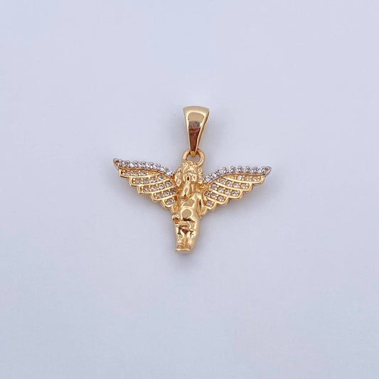 Pendant Angel 2.8gr / 2.5cm / White Zirconia Two-tone Yellow and White 18K Gold &
