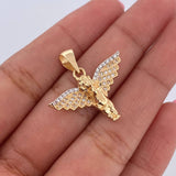 Pendant Angel 2.8gr / 2.5cm / White Zirconia Two-tone Yellow and White 18K Gold &