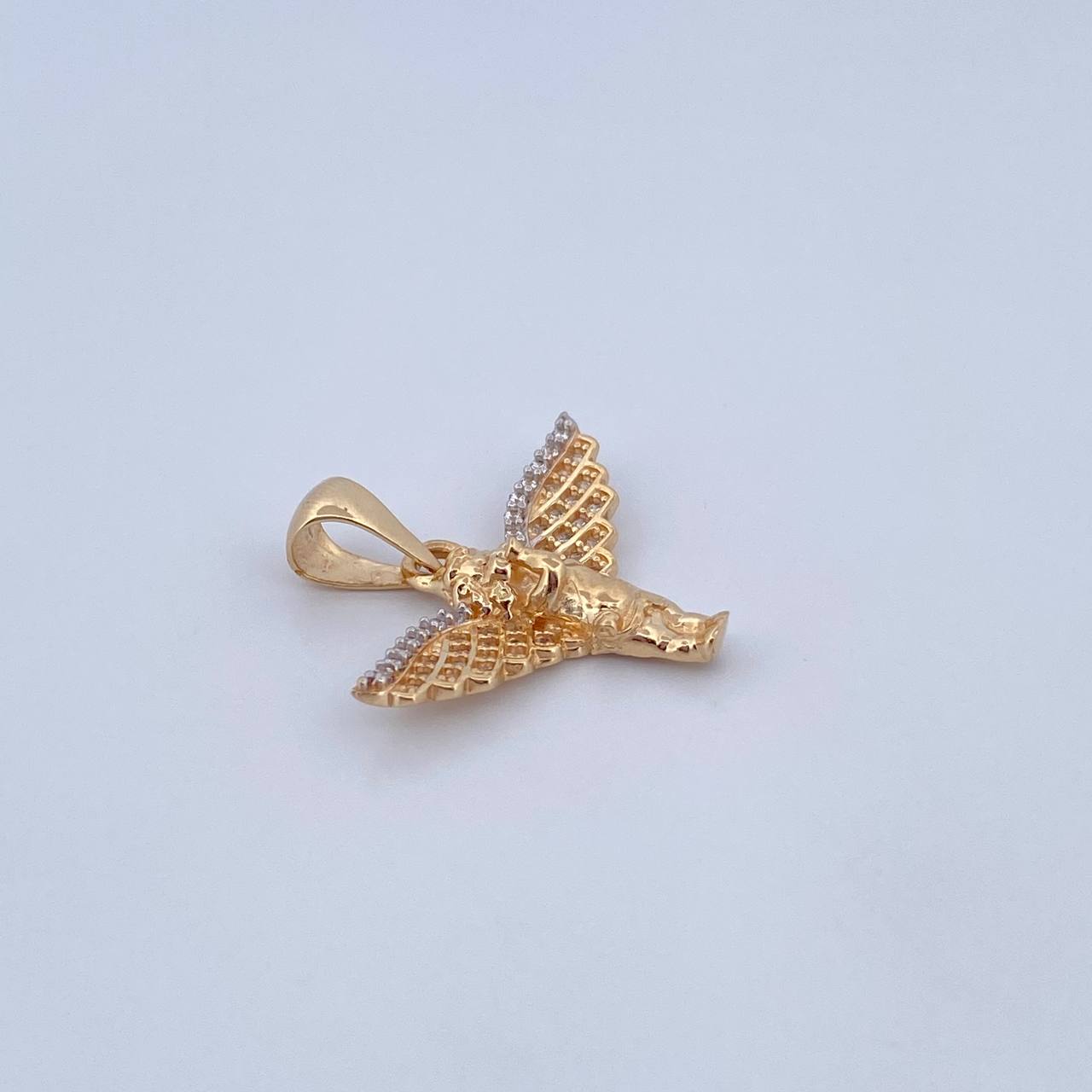 Pendant Angel 2.8gr / 2.5cm / White Zirconia Two-tone Yellow and White 18K Gold &