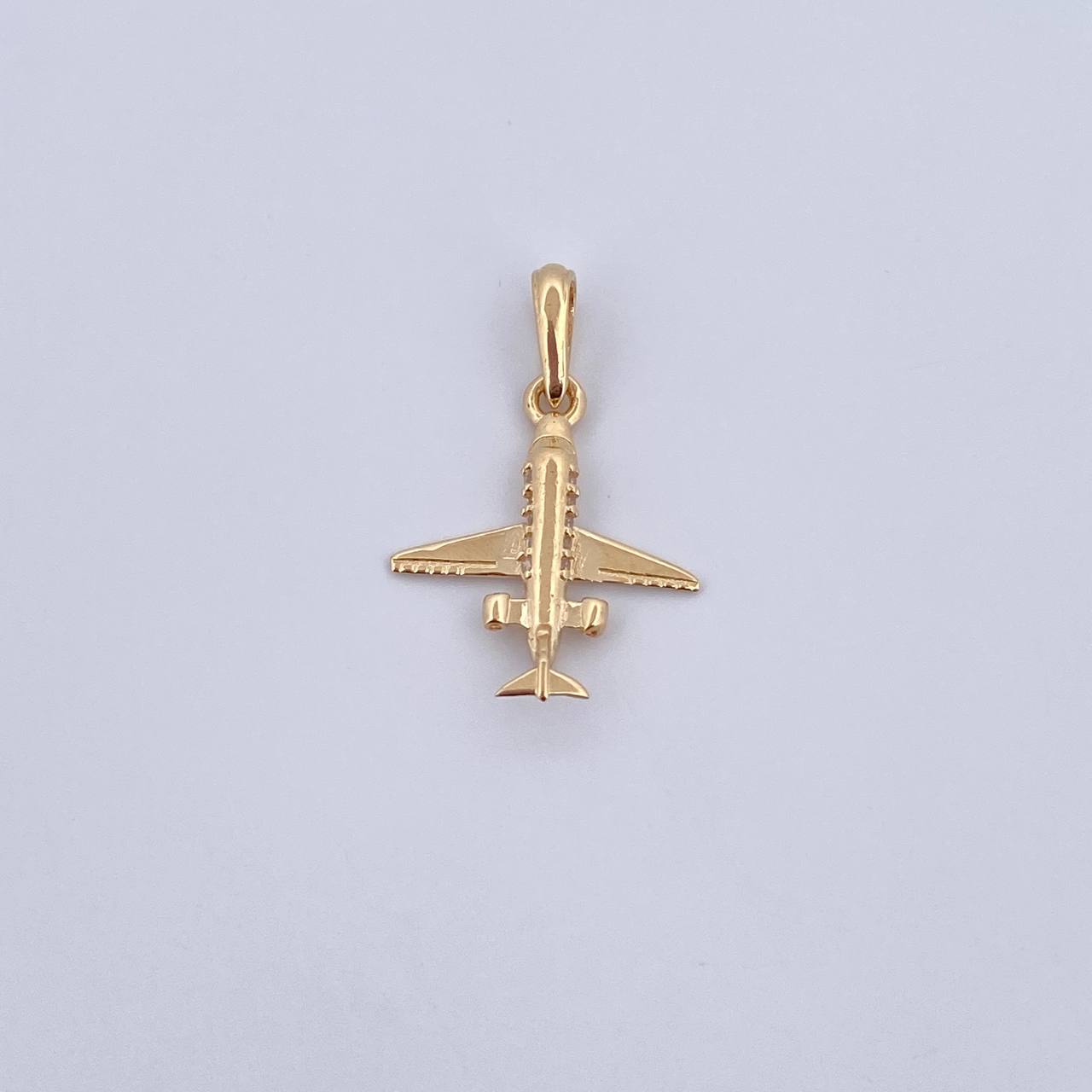 Dije Avion 1.1gr / 2.4cm / Circones Blancos Oro Amarillo 18K &