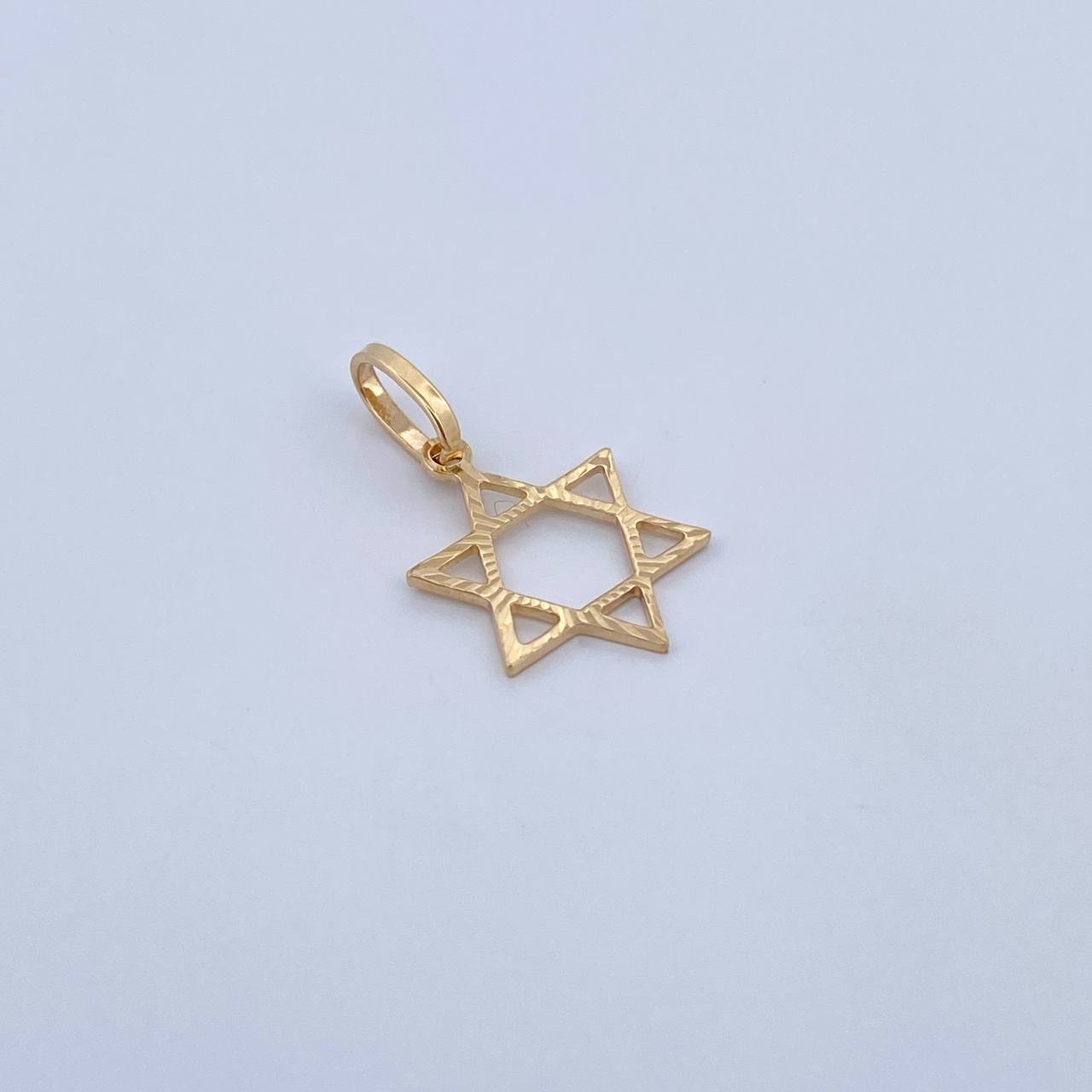 Pendant Star of David 0.55gr / 2.1cm / Diamond Cut 18K Yellow Gold &
