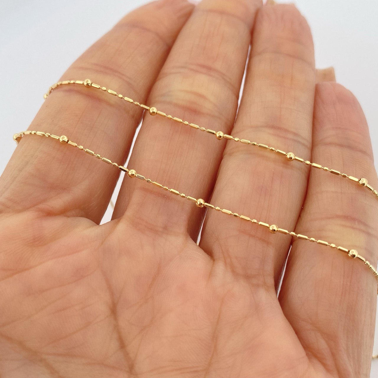 Cadena Morse Bolas 1.95gr / 17 3/4 in / Oro Amarillo +3 18K $