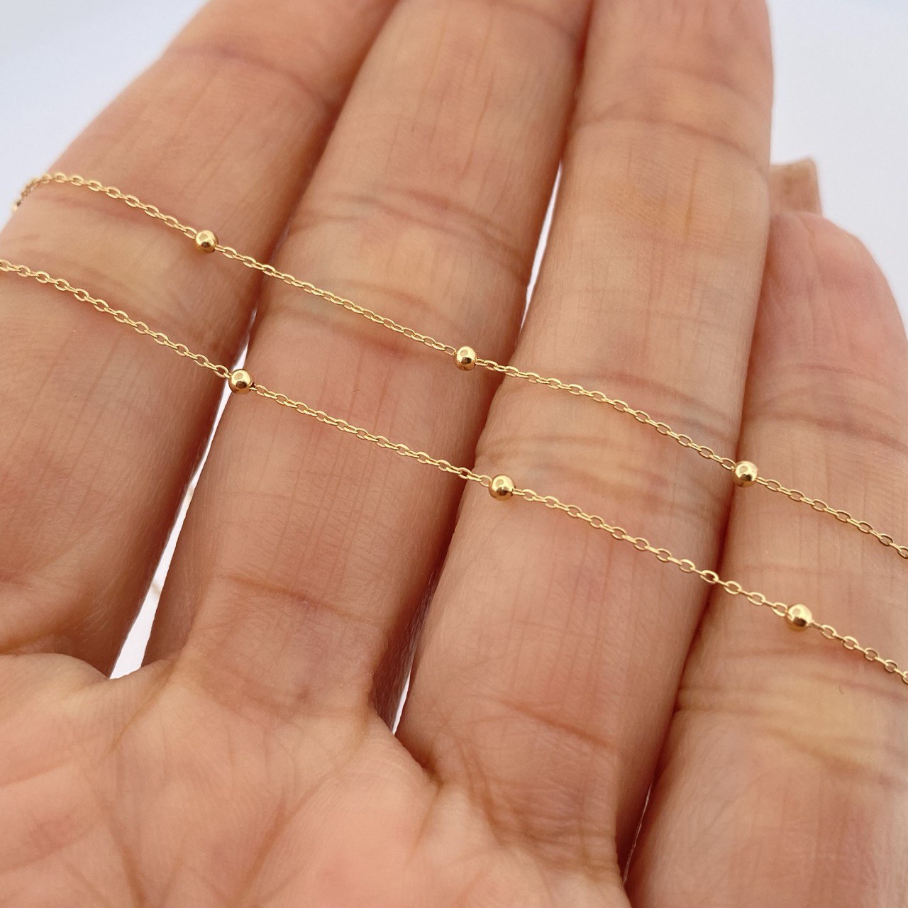 Classic Link Chain Beads 1.15gr / 18in / 18K Gold +3 $
