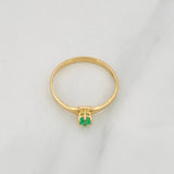 Anillo Solitario Esmeralda 10pts 1.35g / T7 Oro Amarillo 18K