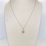 Venetian Chain Set + Cross Pendant Emerald 6pts / 1.45g / 18 in 18K White Gold
