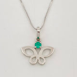Set Venetian Chain + Emerald Butterfly Pendant 7pts / 1.95g / 20 in 18K White Gold