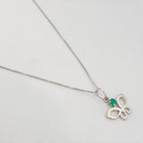 Set Venetian Chain + Emerald Butterfly Pendant 7pts / 1.95g / 20 in 18K White Gold