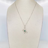 Set Cadena Veneciana + Dije Mariposa Esmeralda 9pts / 2g / 20 in Oro Blanco 18K