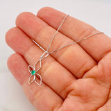 Set Cadena Veneciana + Dije Mariposa Esmeralda 9pts / 2g / 20 in Oro Blanco 18K