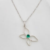 Set Cadena Veneciana + Dije Mariposa Esmeralda 9pts / 2g / 20 in Oro Blanco 18K