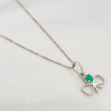 Set Cadena Veneciana + Dije Moño Esmeralda 8pts / 1.45g / 18 in Oro Blanco 18K