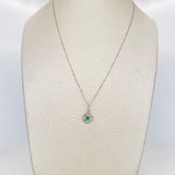 Set Cadena Veneciana + Dije Flor Esmeralda 9pts / 1.5g / 18 in Oro Blanco 18K