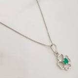 Set Cadena Veneciana + Dije Flor Esmeralda 9pts / 1.5g / 18 in Oro Blanco 18K