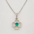 Set Cadena Veneciana + Dije Flor Esmeralda 9pts / 1.5g / 18 in Oro Blanco 18K
