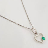 Venetian Chain Set + Heart Silhouette Pendant Emerald 4pts / 1.35g / 18 in 18K White Gold
