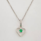 Venetian Chain Set + Heart Silhouette Pendant Emerald 4pts / 1.3g / 18 in 18K White Gold