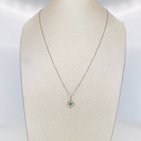 Venetian Chain Set + Heart Silhouette Pendant Emerald 4pts / 1.3g / 18 in 18K White Gold