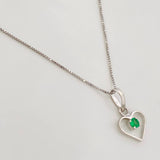 Venetian Chain Set + Heart Silhouette Pendant Emerald 4pts / 1.3g / 18 in 18K White Gold