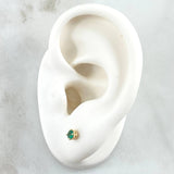 Stud Earrings Stone 0.9gr / 3.9mm Emeralds 7pts 18K Yellow Gold (Jewel) ©