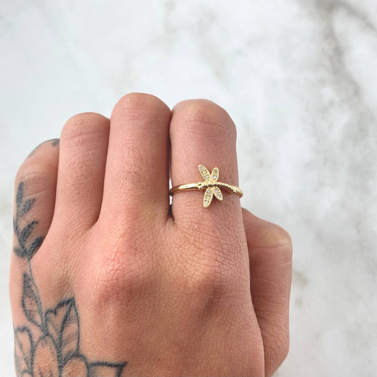 Anillo Libelula 1.7gr / T7 / Oro 18K
