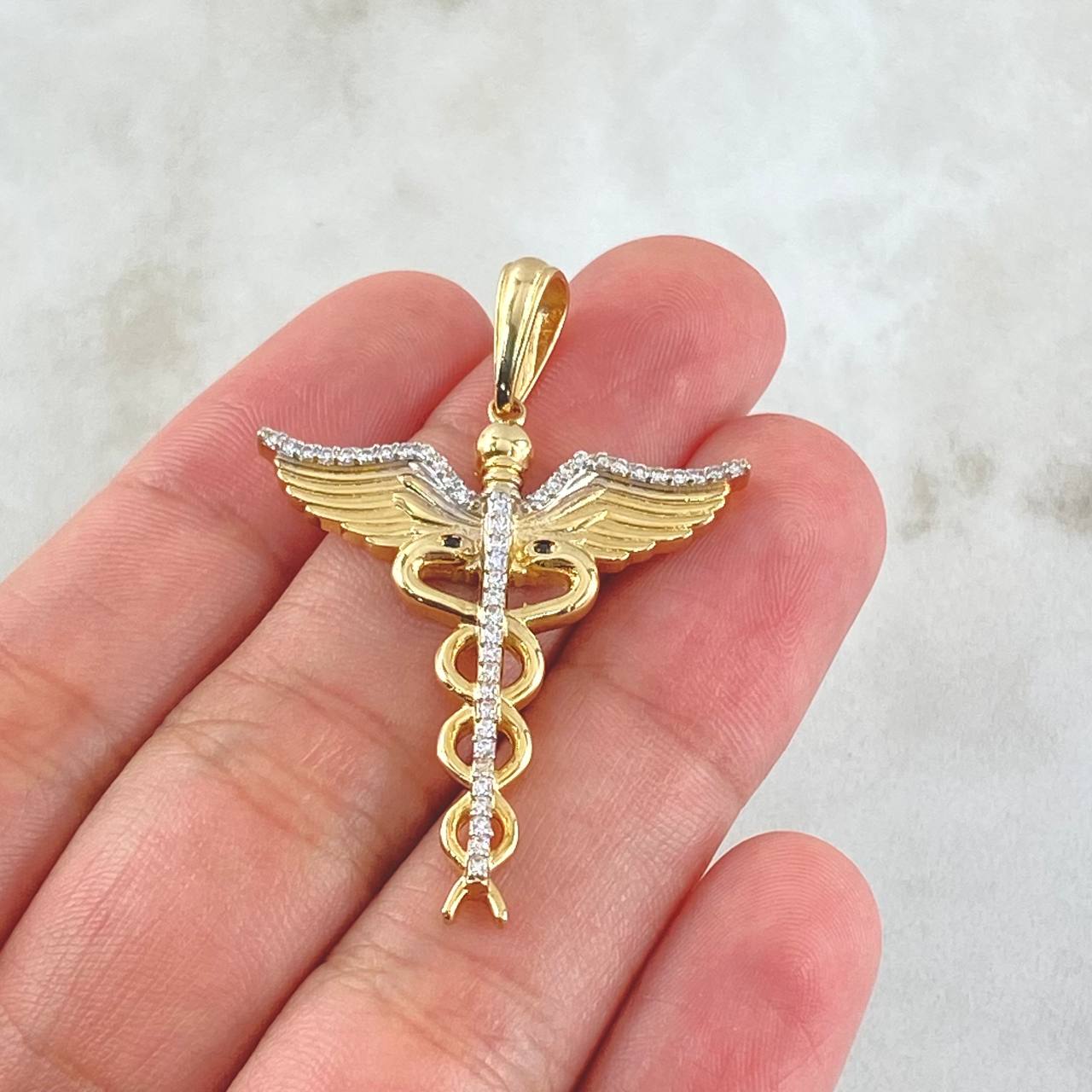 Dije Caduceo Serpiente 5.45gr / 1 3/4 in / Oro Amarillo 18K