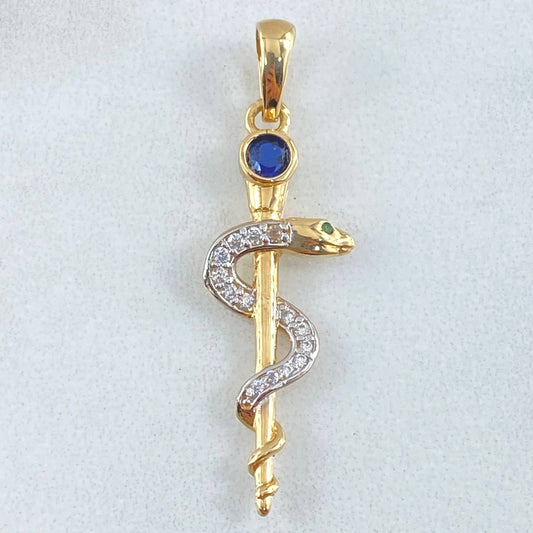 Pendant Caduceus Staff 2.15gr / 3.7cm (1.5in) / 18K Gold
