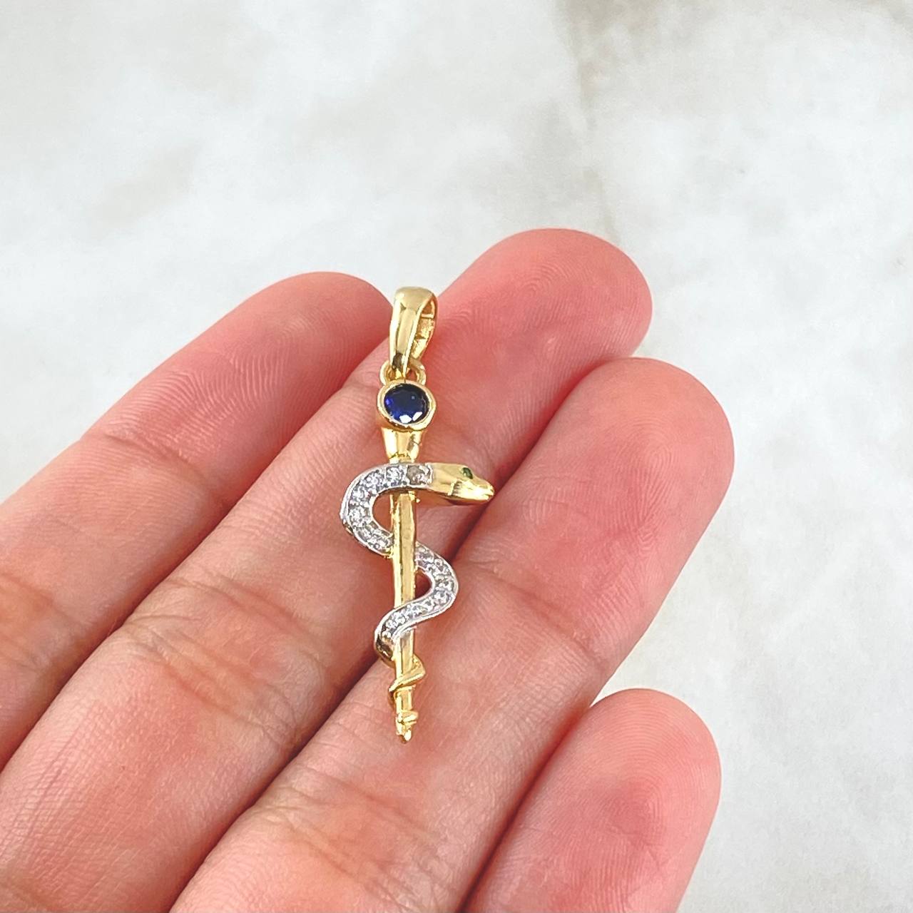 Pendant Caduceus Staff 2.15gr / 3.7cm (1.5in) / 18K Gold