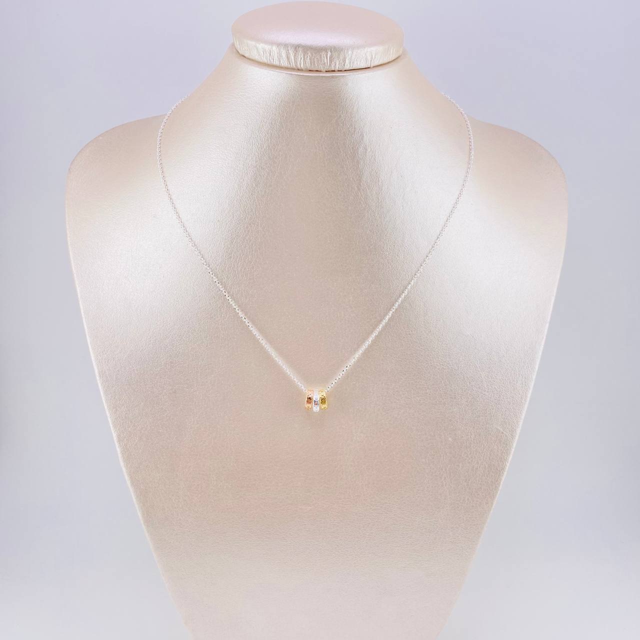 Classic Link Chain Three-Tone Hoop 2.65g / 16 in / 0.9mm 925 Vermeil Silver
