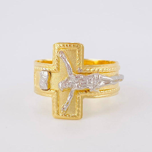 Christ Cross Ring 4.15g / T10 3/4 Two-Tone Yellow White Gold 18K