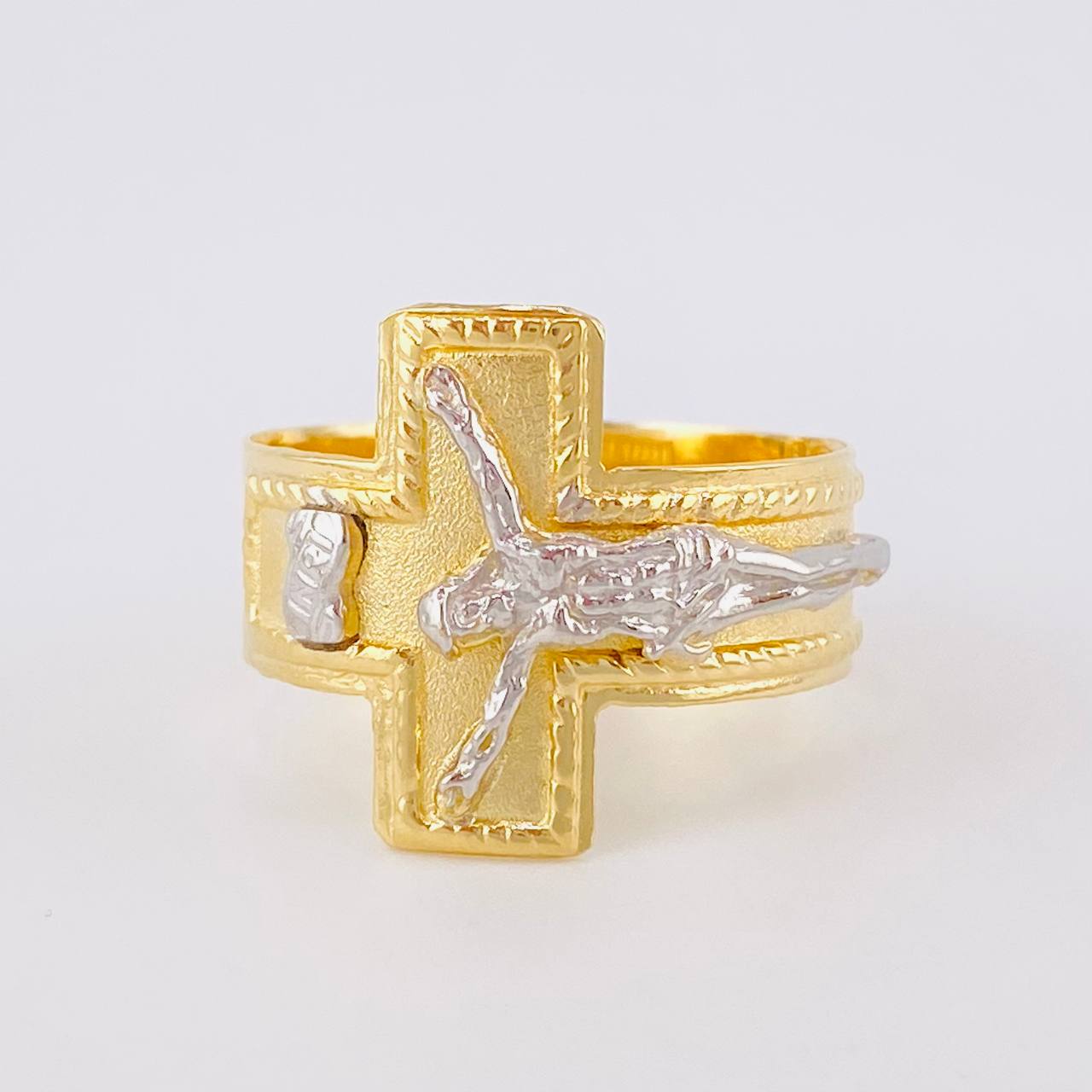 Christ Cross Ring 3.9g / T8 Two Yellow White Gold 18K