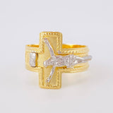 Christ Cross Ring 4.1g / T9 3/4 Two-Tone Yellow White Gold 18K