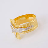 Anillo Cruz Cristo 4.25g / T10 1/2 Dos Oros Amarillo Blanco 18K