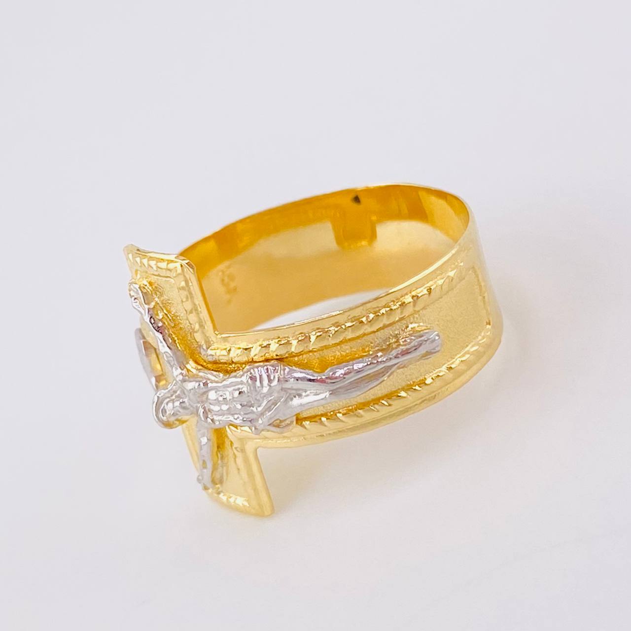 Christ Cross Ring 3.9g / T8 Two Yellow White Gold 18K