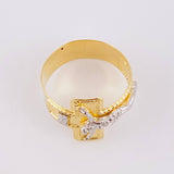 Christ Cross Ring 4.1g / T9 3/4 Two-Tone Yellow White Gold 18K
