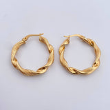 Hoop Earrings Nico 3.3gr / 3cm / Striped 18K Yellow Gold $