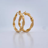 Hoop Earrings Nico 3.3gr / 3cm / Striped 18K Yellow Gold $