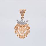 Dije León 3 g / 1 1/4 in Dos Oros Blanco Rosa 18K