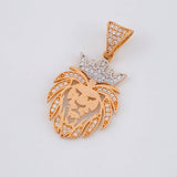 Dije León 3 g / 1 1/4 in Dos Oros Blanco Rosa 18K