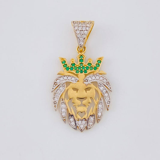Dije León 3.25 g / 1 1/4 in Dos Oros Amarillo Blanco 18K