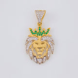 Dije León 3.25 g / 1 1/4 in Dos Oros Amarillo Blanco 18K