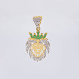 Dije León 3.25 g / 1 1/4 in Dos Oros Amarillo Blanco 18K