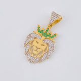 Dije León 3.25 g / 1 1/4 in Dos Oros Amarillo Blanco 18K
