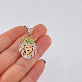 Dije León 3.25 g / 1 1/4 in Dos Oros Amarillo Blanco 18K