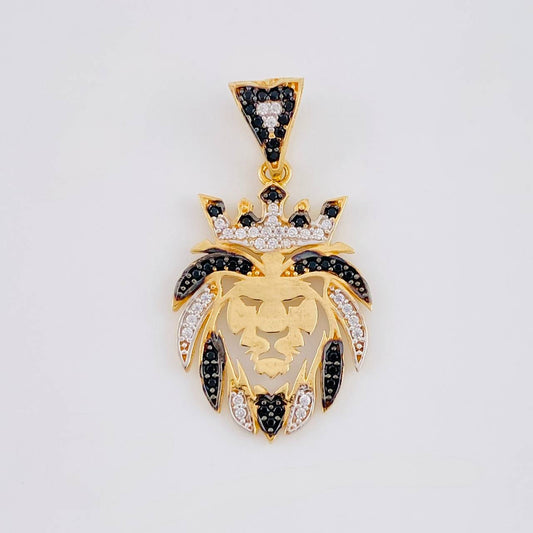 Dije León 3.1 g / 1 1/4 in Dos Oros Amarillo Blanco 18K