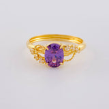 Anillo Solitario Violeta Real 1.75 g / T7 1/4 Oro Amarillo 18K