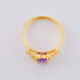 Anillo Solitario Violeta Real 1.85 g / T9 3/4 Oro Amarillo 18K