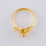 Anillo Solitario Flor De Cristal 1.65 g / T7 Oro Amarillo 18K