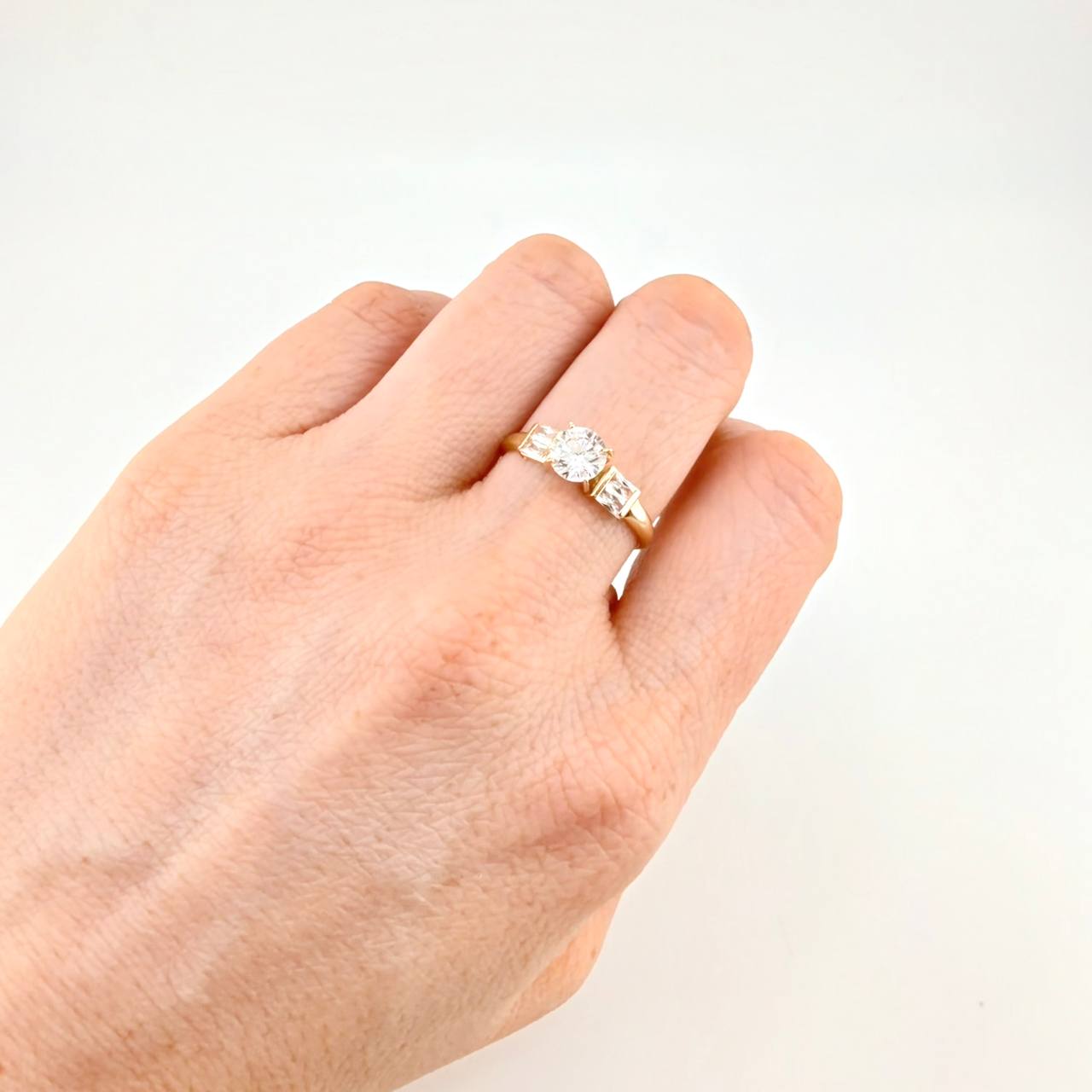 Anillo Solitario Doble Cubo 1.5 g / T8 1/2 Oro Amarillo 18K